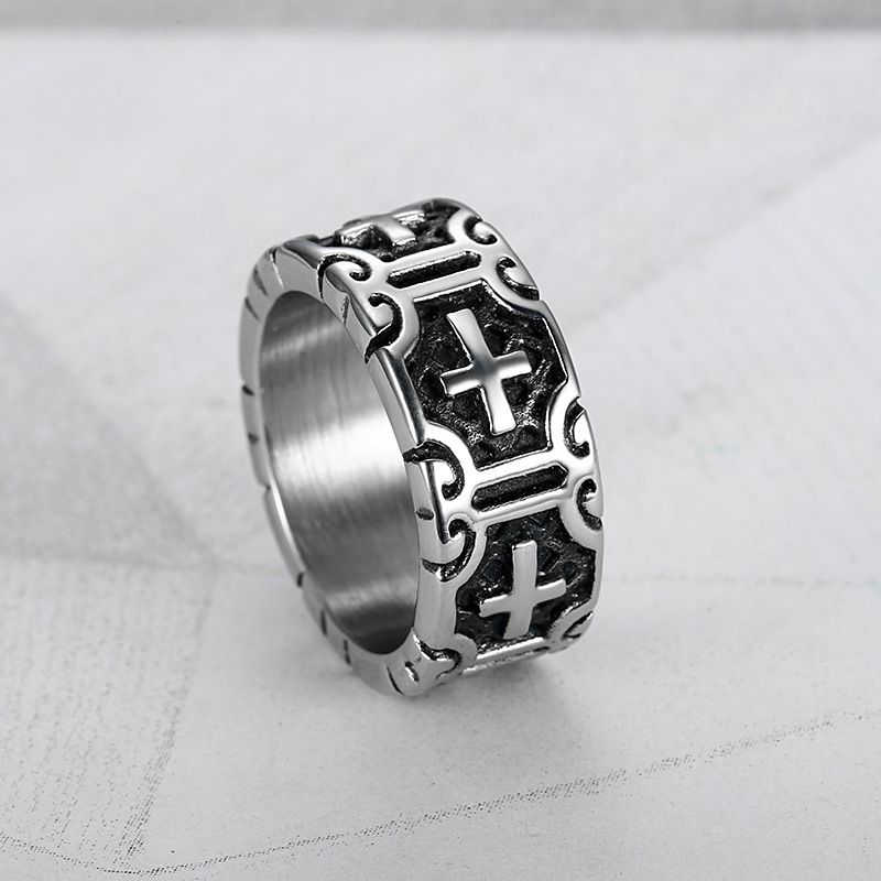 Retro Creative Cross Men's Stainless Steel Ring | Wholesale Jewelry Only 3