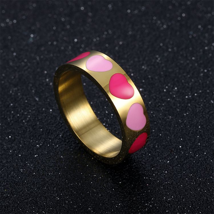 Fashion love heart drops female stainless steel ring | Wholesale Jewelry Only 3