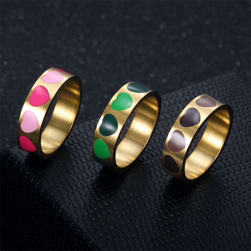 Fashion love heart drops female stainless steel ring | Wholesale Jewelry Only 6
