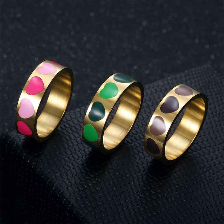 Fashion love heart drops female stainless steel ring | Wholesale Jewelry Only 6