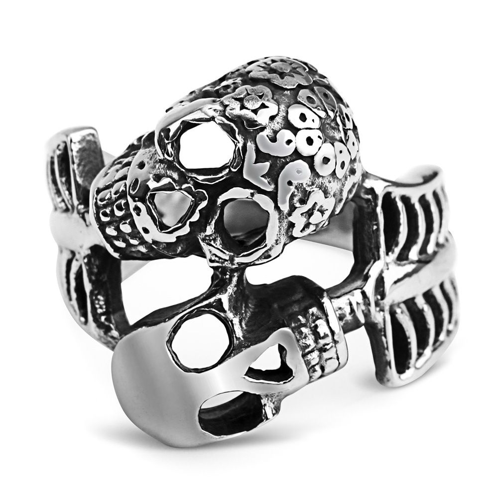 Punk Skull Vintage Men's Titanium Steel Ring | Wholesale Jewelry Only 0