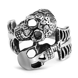 Punk Skull Vintage Men's Titanium Steel Ring | Wholesale Jewelry Only