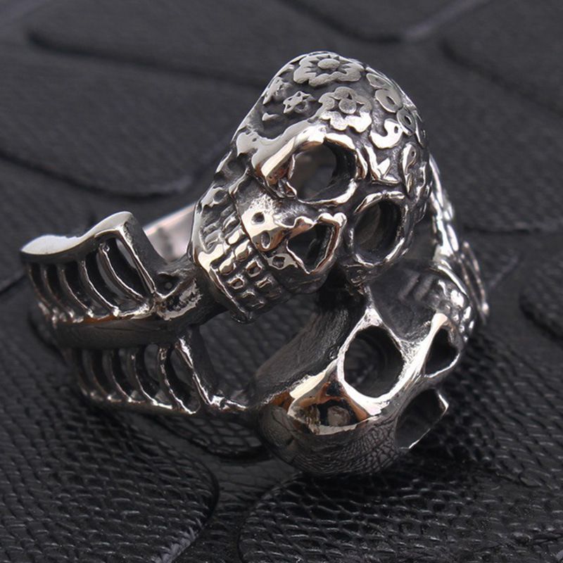 Punk Skull Vintage Men's Titanium Steel Ring | Wholesale Jewelry Only 1