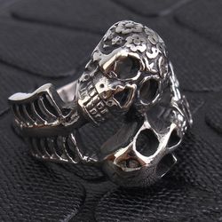 Punk Skull Vintage Men's Titanium Steel Ring | Wholesale Jewelry Only