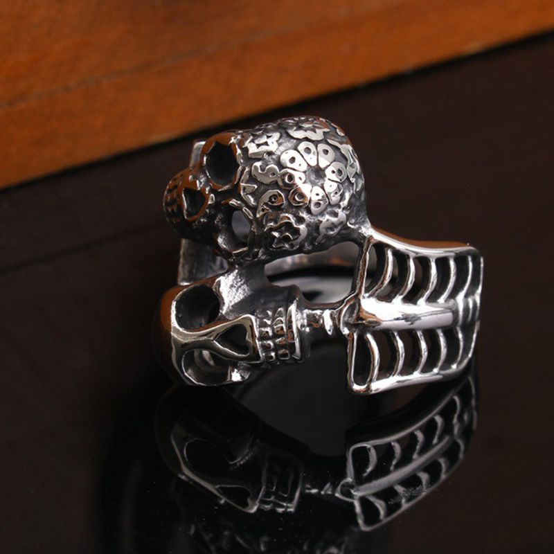 Punk Skull Vintage Men's Titanium Steel Ring | Wholesale Jewelry Only 2