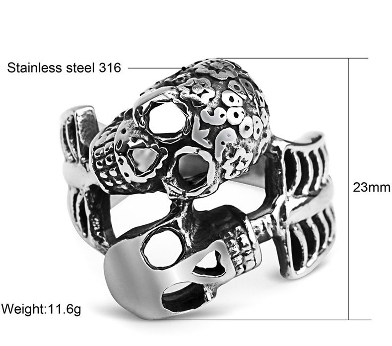 Punk Skull Vintage Men's Titanium Steel Ring | Wholesale Jewelry Only 3