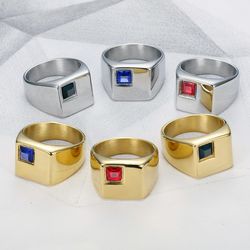 Wholesale Cool gemstone diamond glossy ins style men titanium steel ring | Wholesale Jewelry Only