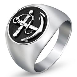 Vintage Punk Stainless Steel Anchor Casting Ring Titanium Men's Ring | Wholesale Jewelry Only