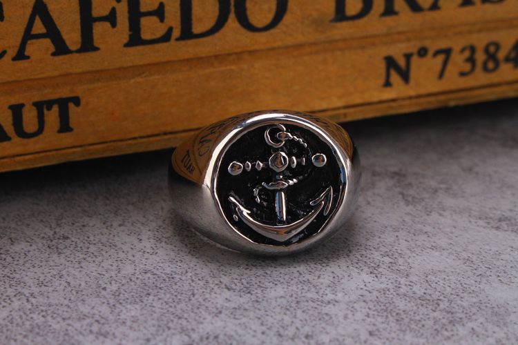 Vintage Punk Stainless Steel Anchor Casting Ring Titanium Men's Ring | Wholesale Jewelry Only 4