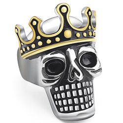 Retro Punk Crown Skull Wholesale Titanium Men's Ring | Wholesale Jewelry Only