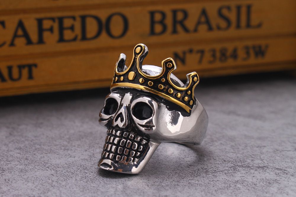 Retro Punk Crown Skull Wholesale Titanium Men's Ring | Wholesale Jewelry Only 1