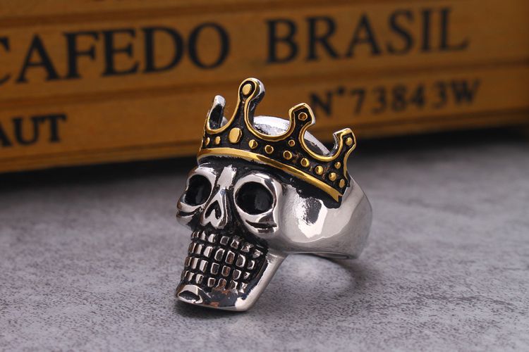 Retro Punk Crown Skull Wholesale Titanium Men's Ring | Wholesale Jewelry Only