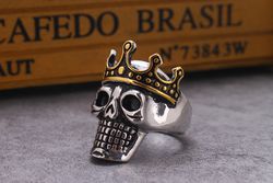 Retro Punk Crown Skull Wholesale Titanium Men's Ring | Wholesale Jewelry Only