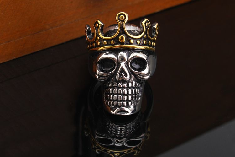 Retro Punk Crown Skull Wholesale Titanium Men's Ring | Wholesale Jewelry Only 2