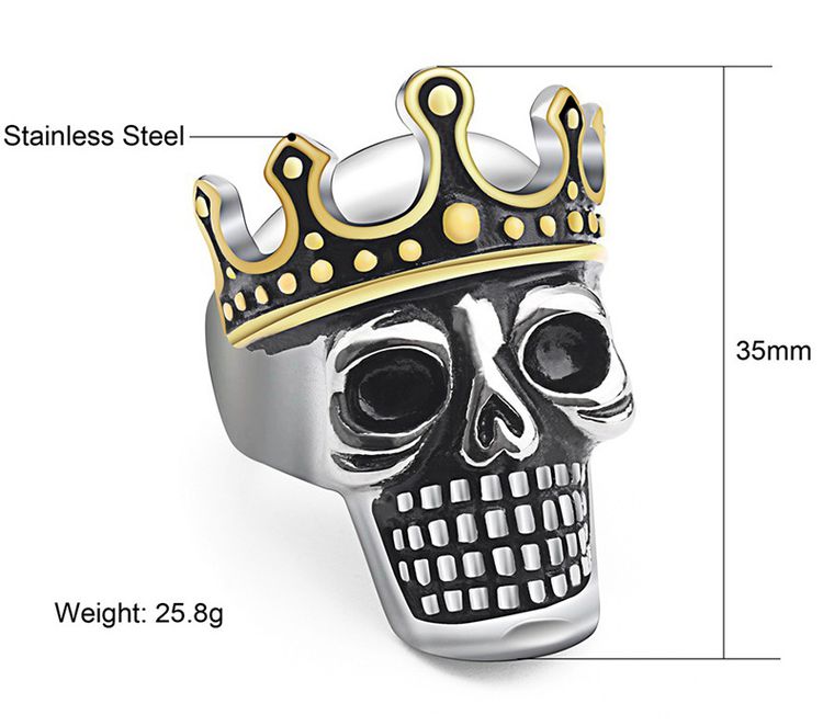 Retro Punk Crown Skull Wholesale Titanium Men's Ring | Wholesale Jewelry Only 3