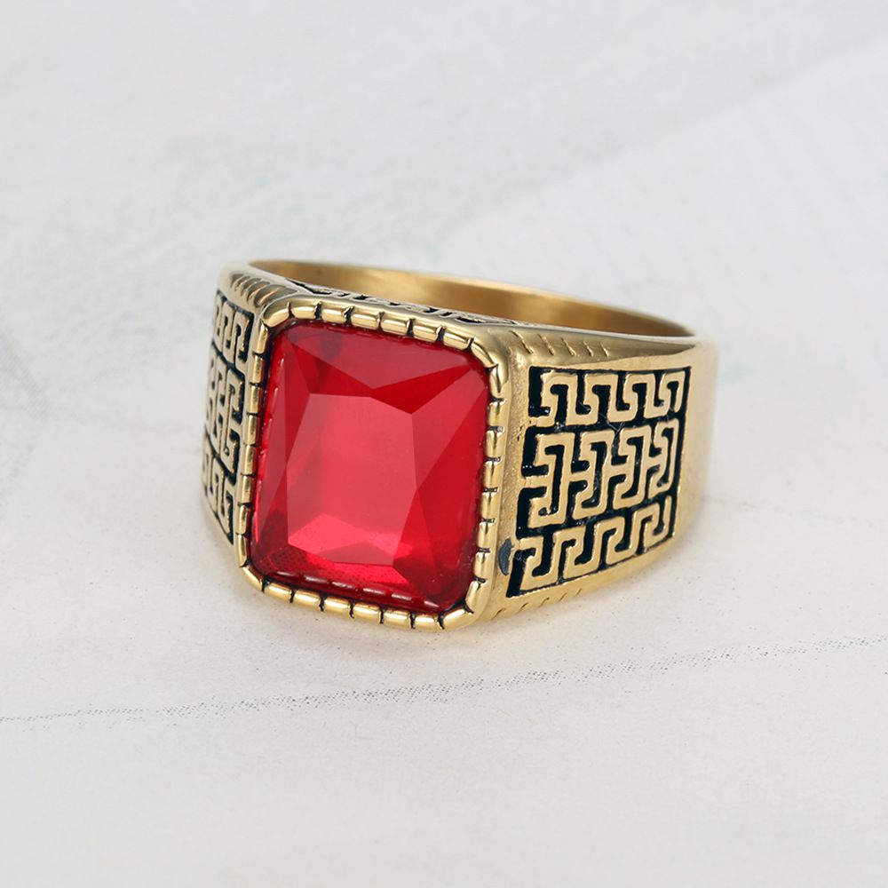 New Hip Hop Men's Square Gemstone Titanium Ring Birthday Gift | Wholesale Jewelry Only 1