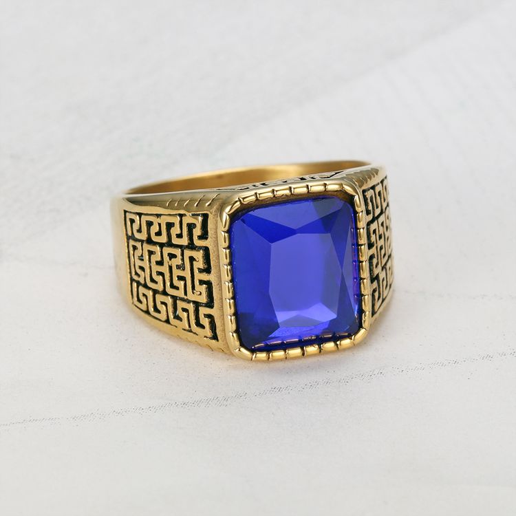 New Hip Hop Men's Square Gemstone Titanium Ring Birthday Gift | Wholesale Jewelry Only 2