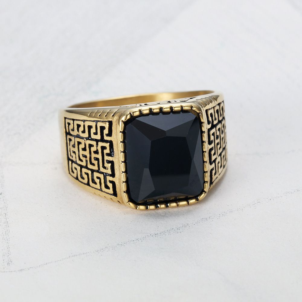 New Hip Hop Men's Square Gemstone Titanium Ring Birthday Gift | Wholesale Jewelry Only 3