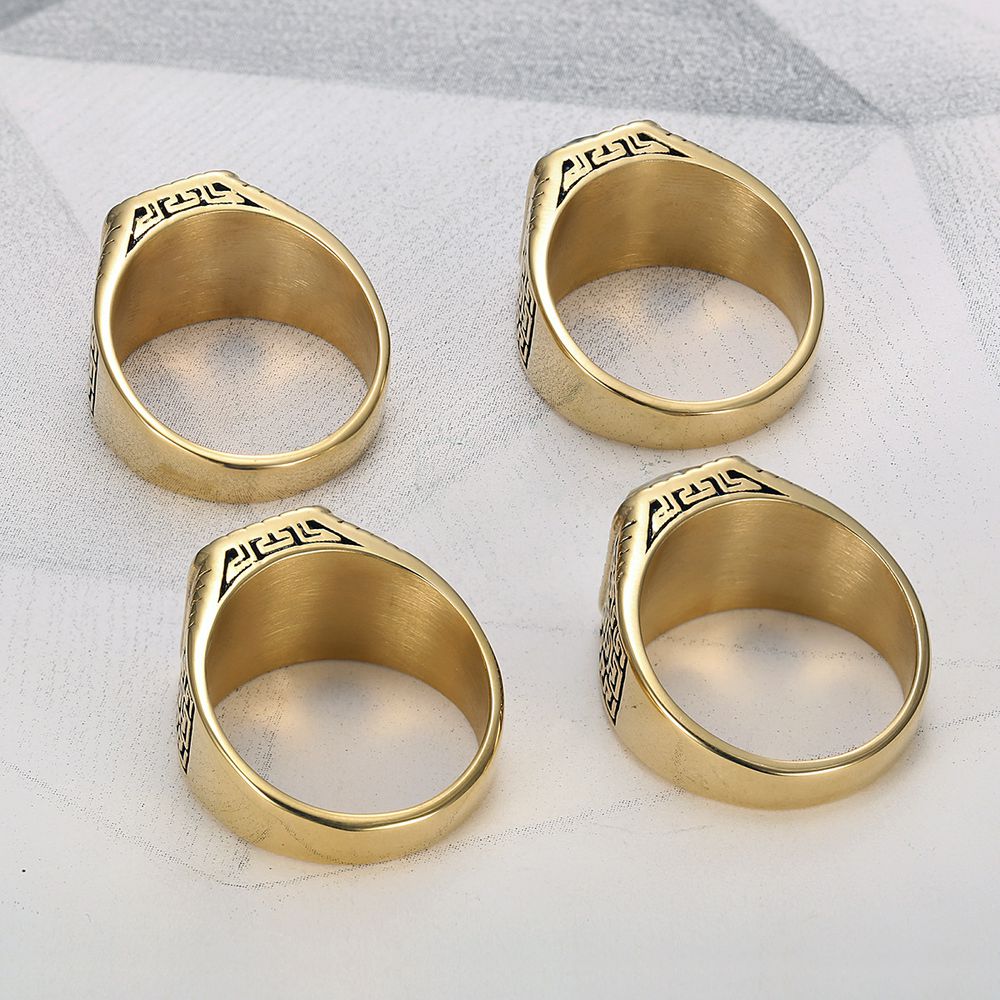 New Hip Hop Men's Square Gemstone Titanium Ring Birthday Gift | Wholesale Jewelry Only 4