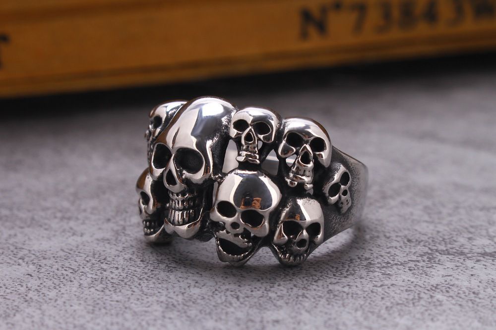 Bully Punk Titanium Skull Bones Wholesale Men's Ghost Ring | Wholesale Jewelry Only 1