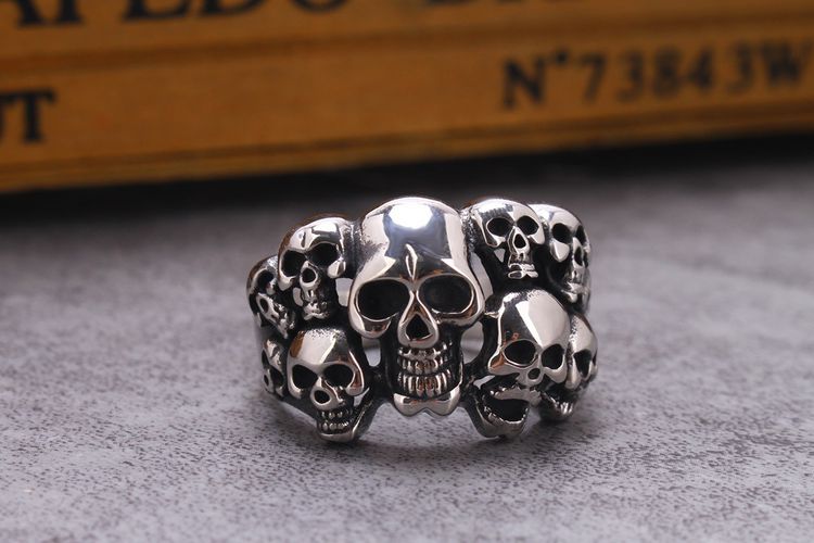Bully Punk Titanium Skull Bones Wholesale Men's Ghost Ring | Wholesale Jewelry Only 3
