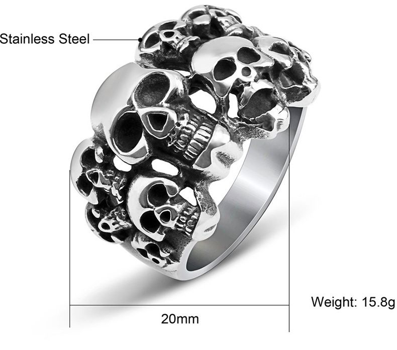 Bully Punk Titanium Skull Bones Wholesale Men's Ghost Ring | Wholesale Jewelry Only 4