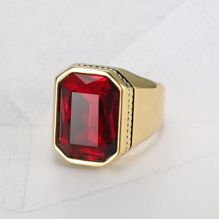 Fashion Polished Square Gemstones Men's Stainless Steel Ring | Wholesale Jewelry Only 2