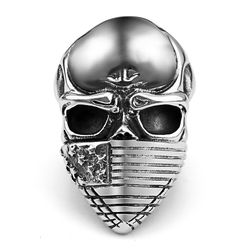 Cast Vintage American Flag Skull Titanium Men's Ring | Wholesale Jewelry Only