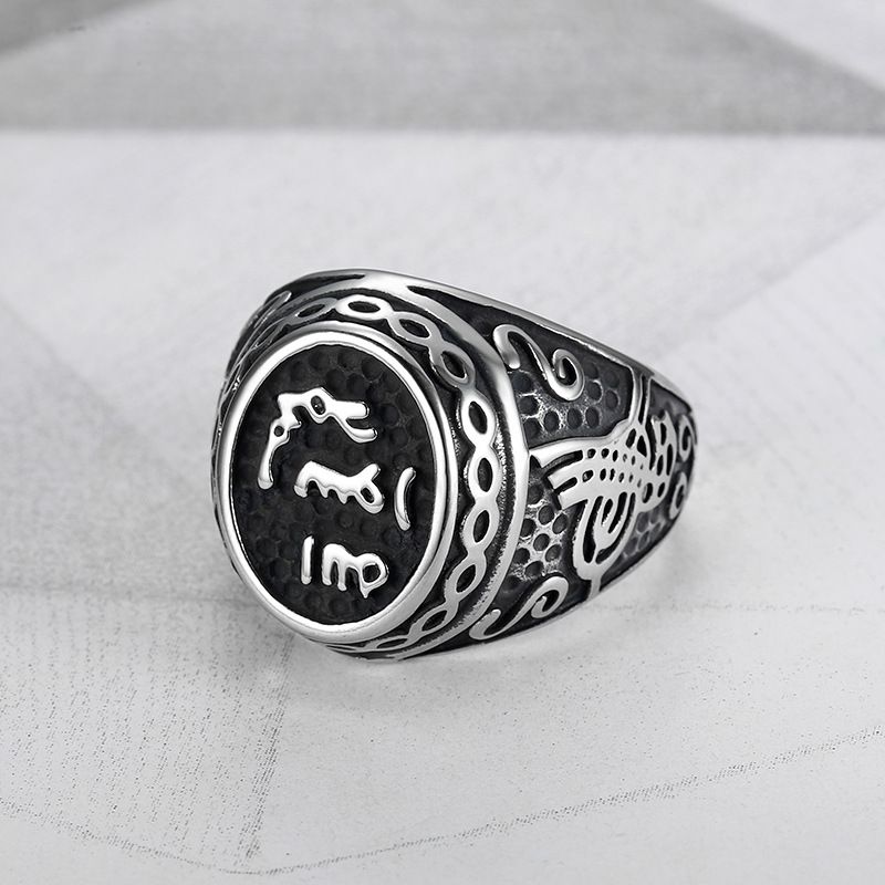 Hip Hop Vintage Text Men's Stainless Steel Ring Wholesale | Wholesale Jewelry Only 1