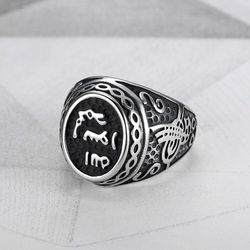 Hip Hop Vintage Text Men's Stainless Steel Ring Wholesale | Wholesale Jewelry Only