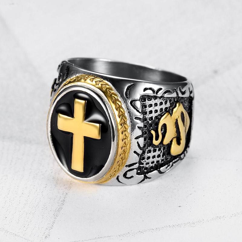 Punk Vintage Hand of God Cross Titanium Men's Ring | Wholesale Jewelry Only 5