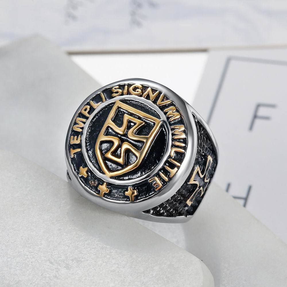 Vintage Punk Knight Cross Titanium Ring Wholesale | Wholesale Jewelry Only 3