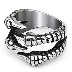 Titanium Punk Eagle Claw Vintage Men's Stainless Steel Ring | Wholesale Jewelry Only