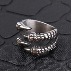 Titanium Punk Eagle Claw Vintage Men's Stainless Steel Ring | Wholesale Jewelry Only