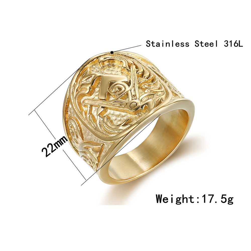Wholesale Gold Vintage Stainless Steel 316L Engraved Men's Ring | Wholesale Jewelry Only 1