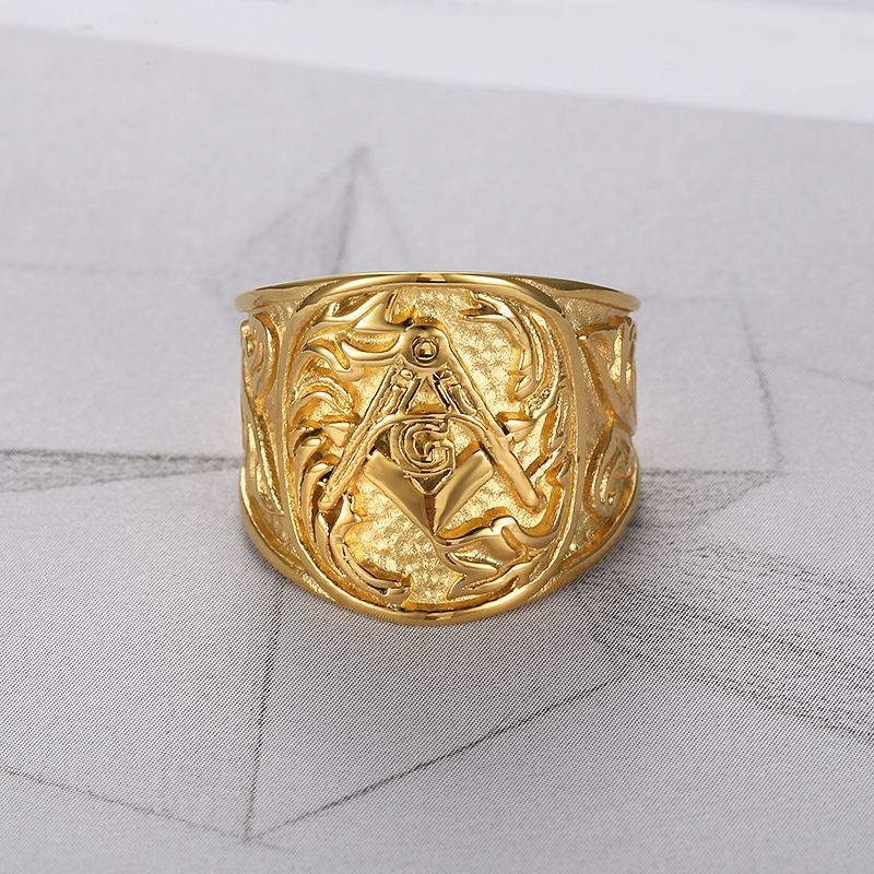 Wholesale Gold Vintage Stainless Steel 316L Engraved Men's Ring | Wholesale Jewelry Only 3