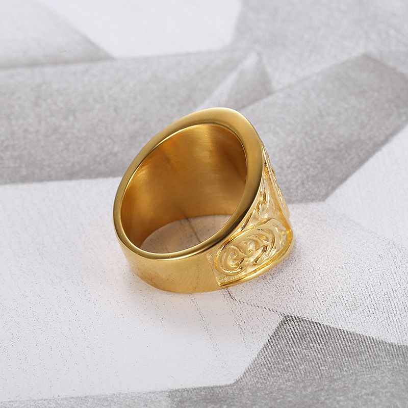 Wholesale Gold Vintage Stainless Steel 316L Engraved Men's Ring | Wholesale Jewelry Only 4