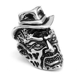 Cowboy Style Bowler Hat Vintage Old Man Stainless Steel Men's Ring | Wholesale Jewelry Only