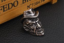 Cowboy Style Bowler Hat Vintage Old Man Stainless Steel Men's Ring | Wholesale Jewelry Only