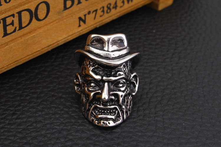 Cowboy Style Bowler Hat Vintage Old Man Stainless Steel Men's Ring | Wholesale Jewelry Only 2