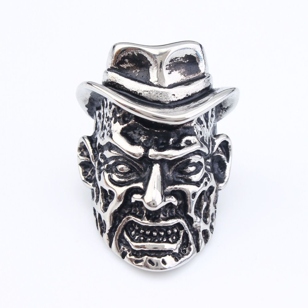 Cowboy Style Bowler Hat Vintage Old Man Stainless Steel Men's Ring | Wholesale Jewelry Only 4
