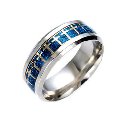 Best Selling Titanium Stylish Stainless Steel Cross Blue Gold Ring | Wholesale Jewelry Only