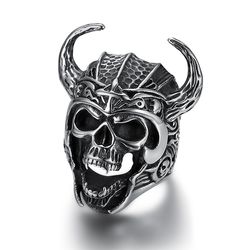 Punk Vintage Bull Warrior Skull Ring Stainless Steel Wholesale | Wholesale Jewelry Only