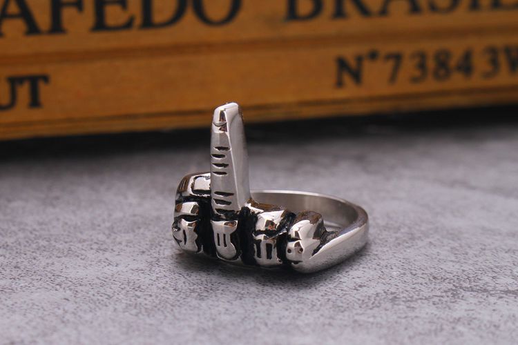Wholesale Retro Rock Stainless Steel Ring FUCK Erect Middle Finger | Wholesale Jewelry Only 3