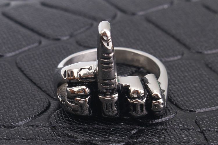 Wholesale Retro Rock Stainless Steel Ring FUCK Erect Middle Finger | Wholesale Jewelry Only 4