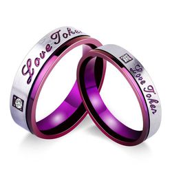 New Europe and the US fashion stainless steel purple couple's rings | Wholesale Jewelry Only