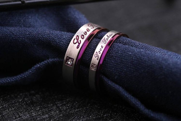 New Europe and the US fashion stainless steel purple couple's rings | Wholesale Jewelry Only 2