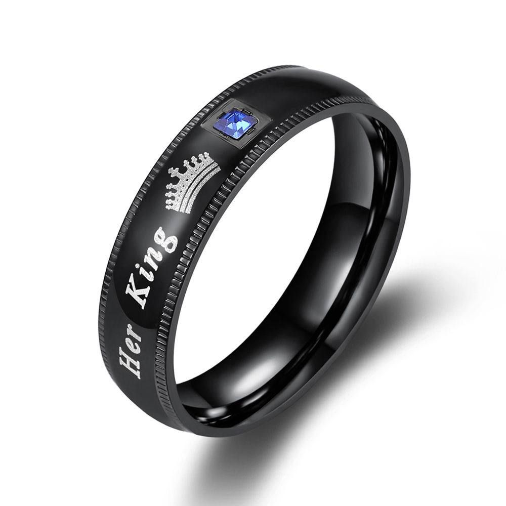 Hot Jewelry Wholesale her King his Queen Couple's Ring Personalized Titanium Steel Crown Ring | Wholesale Jewelry Only 2