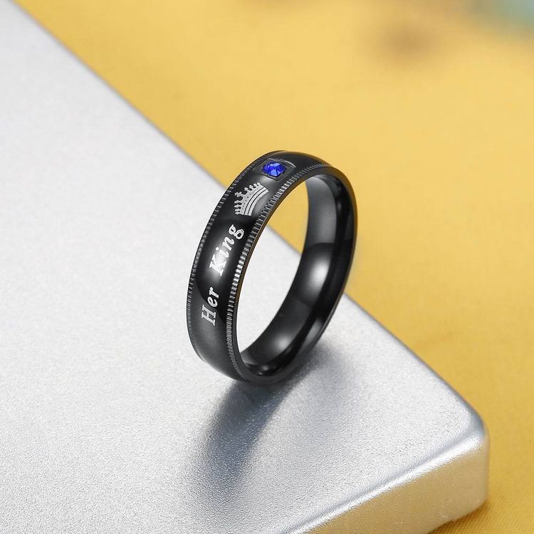 Hot Jewelry Wholesale her King his Queen Couple's Ring Personalized Titanium Steel Crown Ring | Wholesale Jewelry Only 3