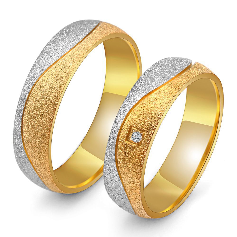 Hot wholesale fashion creative ring hand jewelry stainless steel between gold couple ring | Wholesale Jewelry Only 0